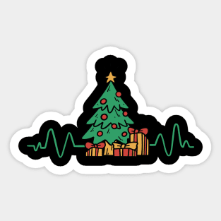 Holiday Heartbeat Xmas Christmas Tree Christmas Sticker